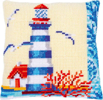 Vervaco - Kruissteekkussen kit - Vuurtoren - PN-0183155 - Borduren - Borduurpakket - Borduurpakket volwassenen - Borduurpakket kind