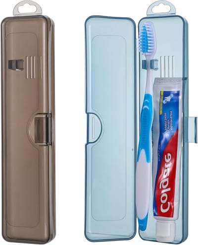 Reis Etui voor Tandenborstels - 2 Stuks - 20 cm Doorzichtig en Draagbaar met Veilige Sluiting - Ideaal voor Op Reis en Thuisgebruik
