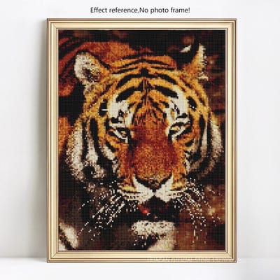 Diamant borduurwerk tijger diamant schilderij ronde stenen dieren diamant 20X30 brown