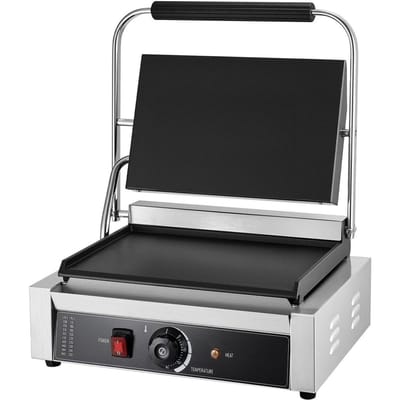 Grill Panini Commercial, Machine à Panini Électrique 2200W, Grill Presse-Sandwichs en Acier Inoxydable avec Poignée et Contrôle de Température, 34x23 cm Entièrement Plat