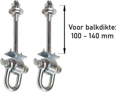 2 Stuks Schommelhaken met Gelagerde Harpsluiting M12 160mm