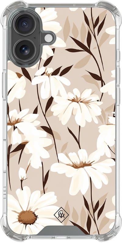 Casimoda® hoesje - Geschikt voor iPhone 17 - In Bloom - Shockproof case - Extra sterk - TPU/polycarbonaat - Bruin/beige, Transparant