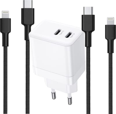 Oplader geschikt voor iPhone 12 13 14 Pro Pro Max en iPad Air 2017 2018 2019 2020 - 2x Lightning naar usb-C Kabel 2M - Snellader