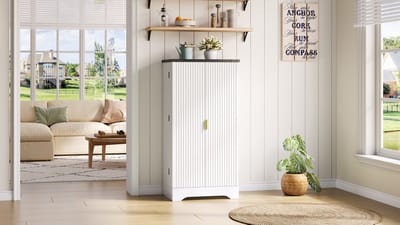 Keukenkast met LED-sensorverlichting en Kruidenplank, Ruime Tweekast met Verstelbare Planken en Modern Deurdesign – Wit, 120 x 60,5 x 40 cm