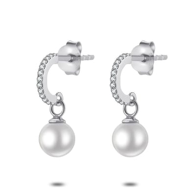 Twice As Nice Oorbellen in zilver, parel en steentjes