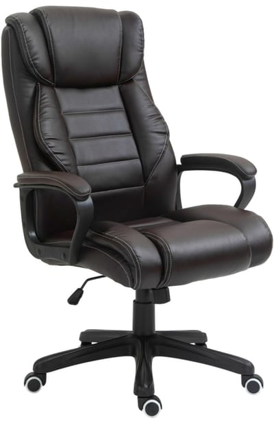 Ergonomische Bureaustoel met Massagefunctie Bruin, 64x74x112-120 cm, 6-punts vibratiemassage, wipfunctie, in hoogte verstelbaar, 360° draaibaar, zachte schuimvulling, soepele wielen, belastbaar tot 120 kg, voor kantoor en thuisgebruik