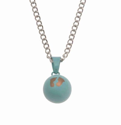 WeLoveSilver - ketting - chirurgisch staal - blauwe babyvoetjes - extra lang