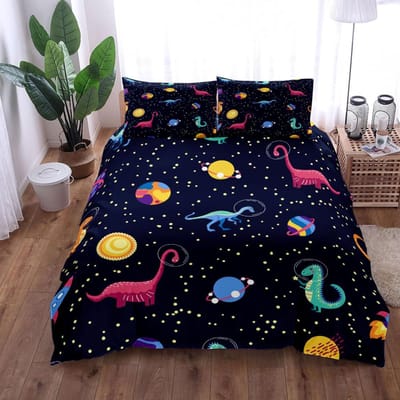 Ensemble Housse de Couette Espace Dinosaures Nuit King Queen Double Complet Twin Simple Taille Marine Ensemble Linge de Lit 200x230cm