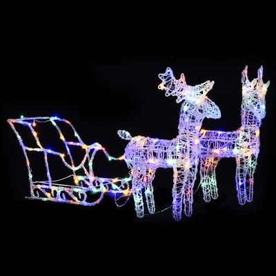 vidaXL - Kerstversiering - rendieren - en - slee - 160 - LED's - 130 - cm - acryl