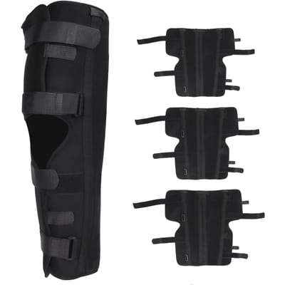 Genouillère réglable Support solide Genouillère confortable avec quatre sangles Pour soulager la douleur Large