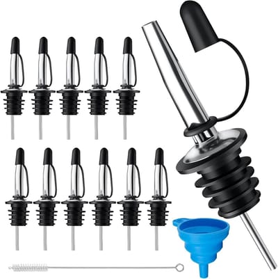 Set van 12 Conische Gieters van RVS, Ideaal voor Water, Olijfolie en Koffiesiroop met Deksel en Vrije Stroomfunctie