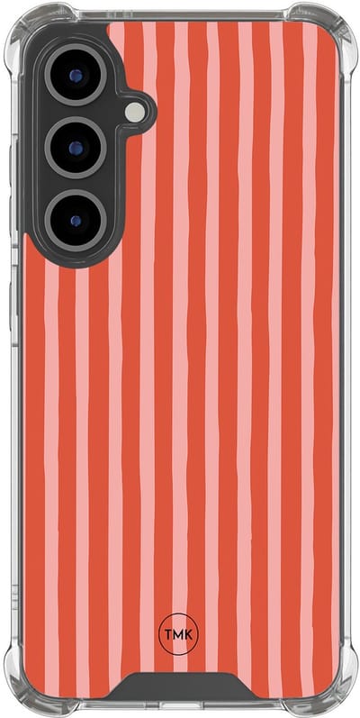 Shockproof hoesje geschikt voor Samsung Galaxy S24 FE - Streepjes - Schokbestendig - Verhoogde randen - TPU case - Extra Sterke Back Cover - Gestreept - Transparant, Multi
