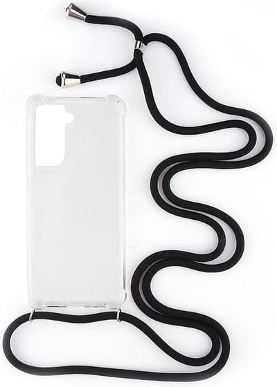 Shop4 - Samsung Galaxy S21 Plus Hoesje - Zachte Back Case met Koord Zwart