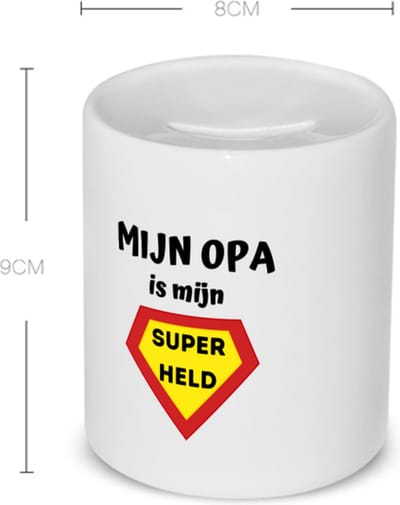 Akyol - mijn opa is mijn superheld Spaarpot - Opa - super opa - verjaardag - cadeautje voor opa - opa artikelen - kado - geschenk - 350 ML inhoud