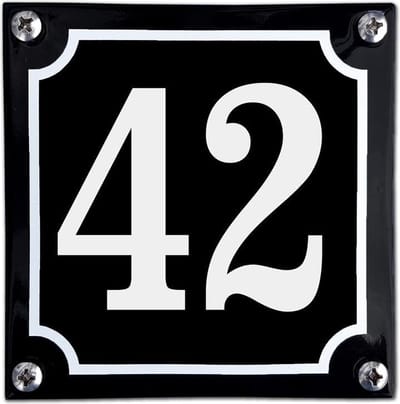 Zwart emaille huisnummer  - 42