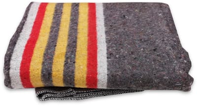 Kortpack - Verhuisdeken 150cm lang x 200cm breed - 1 stuk - Grijs met rood/gele banen - Pakdeken - Opslagdeken -Transportdeken - (099.0063)