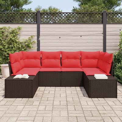 vidaXL - Tuinbank - Set - 6 - st - 6-Aantal - zitplaatsen - Bruin - en - Rood