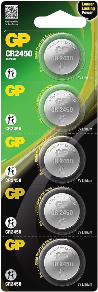 Lithium Batterij CR2450 3V - Knoopcel Batterij voor Verkeersalarm en Meer - 5 Stuks