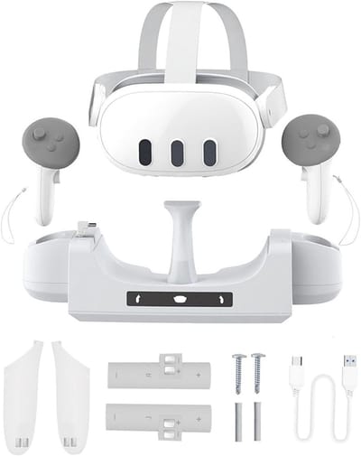 Oplaaddockstation VR - Oplaadstandaard Headset - VR Opladen - Inclusief Batterijen - Met LED Indicator - Wit