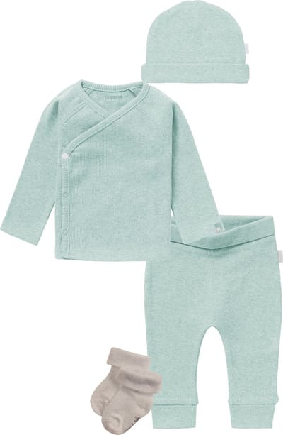 Noppies - Kledingset - 4 delig - Broek Naura Mint - Nanyuki Overslag Mint - Muts Nevel Mint - sokjes taupe - Maat 62