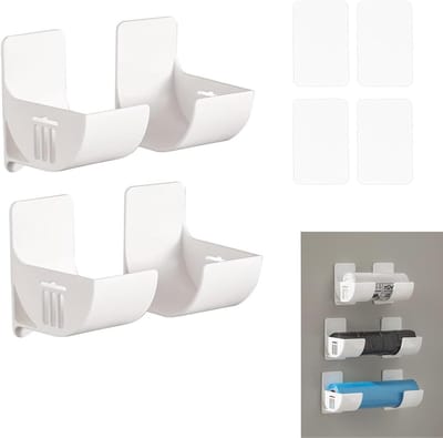 Set van 4 zelfklevende toiletpapierhouders en plastic afvalzakhouders, eenvoudig te installeren zonder boren, ideaal voor afvalpapier, waspapier en vuilniszakken