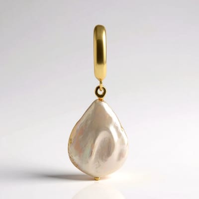 Cavill - Zilveren Hanger - 925 Sterling Zilver Verguld - Grote Druppelvormige Chinese Ming Parel 18x13 mm - Fancy Slijpsel Elegant Sieraad Vrouwen