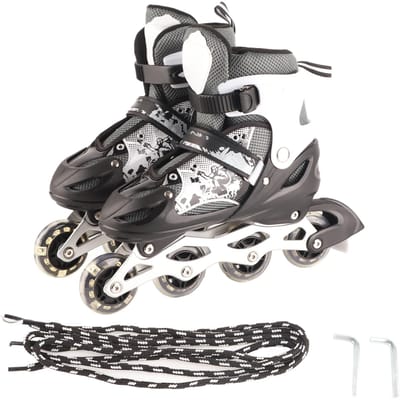 1 Paire Patins à Roulettes Enfant Inline Noirs Protection 3 Couches Verrouillage Roues Clignotantes Unique Chaussures de Roller pour Enfant black