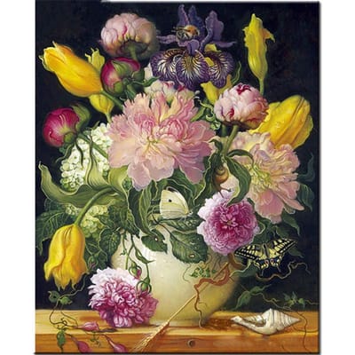 Bloemen Diy Diamond Schilderen Kruissteek Volledige Diamond Borduren 20X30CM beige