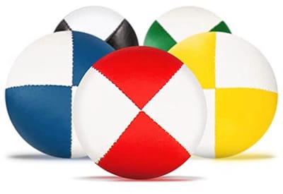 Set van 5 Premium Zachte Jongleerballen – 67mm Ø – Tweekleurig, Waterafstotend, Hoogwaardige Vulling