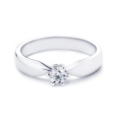 Zware strakke witgouden ring - R&C Elise - 14karaat – Naturel diamant – 0.25crt - Maat 52/16.5 - Gewicht 4.1 gram - uitverkoop Juwelier Verlinden St. Hubert - van €2641,= voor €1495,=