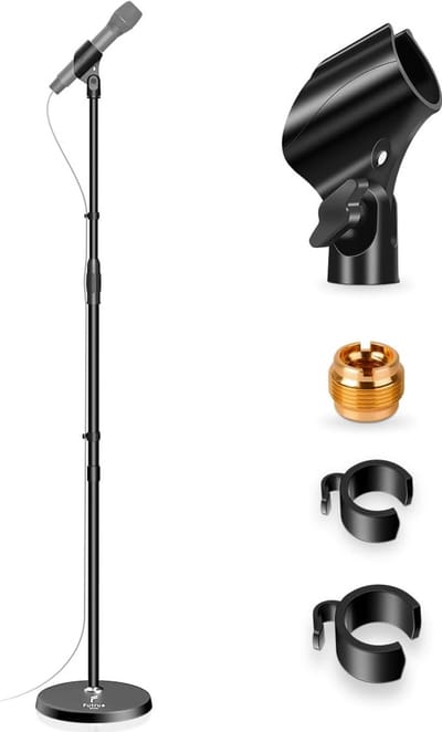 Microfoonstandaard vloer verstelbaar 39-66 inch 180° draaibaar geschikt voor studio live optredens outdoor