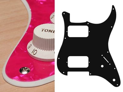 Boston ST-232-PP pickguard, Stallion, HH, 2 pot holes, 3-5 switch, 2 ply, pearl pink