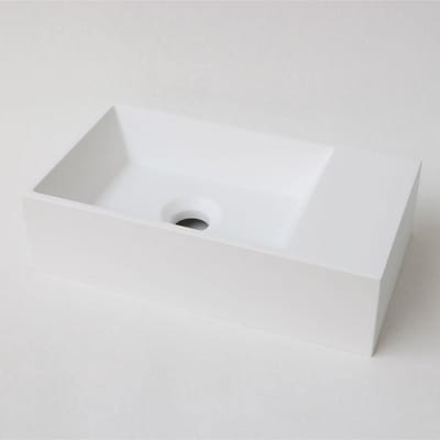 INK Contra Fontein - 40x22x10cm - wasbak links - 0 kraangaten - polystone wit mat