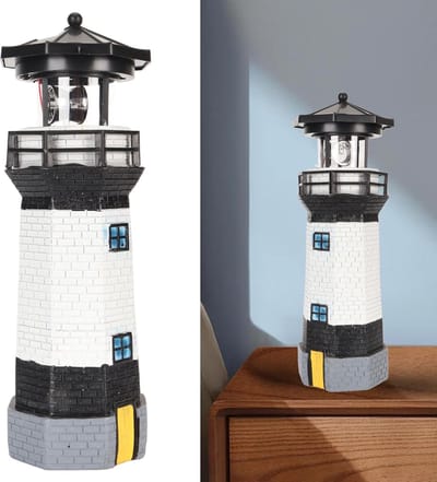 Solar Vuurtoren - Tuinlamp Rotatie - Buiten Decoratie - 360 Graden Verlichting - 31 cm - A