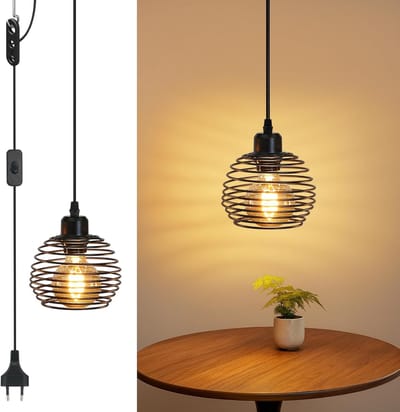 Glitzerlife - Hanglampen - Vintage Industrieel 1-flammig Pendel hanglampen eetkamer woonkamer slaapkamer - Retro design 1xE27 Ø28cm - Zwart