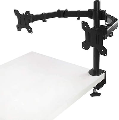 LuxeBass Monitor Beugel Monitor Arm 2 Schermen met Klembevestiging | Monitorhouder voor Tafel of Bureau | VESA 75x75 en 100x100 - LB621