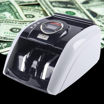 Geldtelmachine - Bankbiljettenteller Geldcontrole - Geld Tellen - Detectie Vals Geld - 310 x 250 x 168 mm - Wit