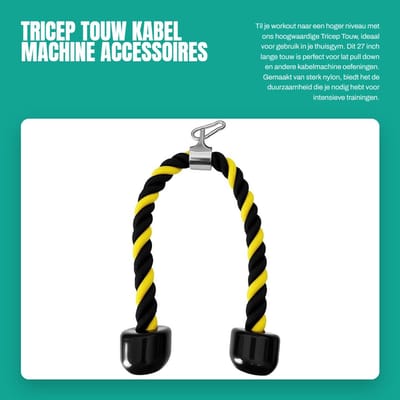 Dailygoods- Tricep Touw 27 Inch - Heavy Duty Nylon - Antislip Handgrepen - Kabel Machine Accessoires - Thuis Gym - Versterkt Uiteinde - Fitness Touw