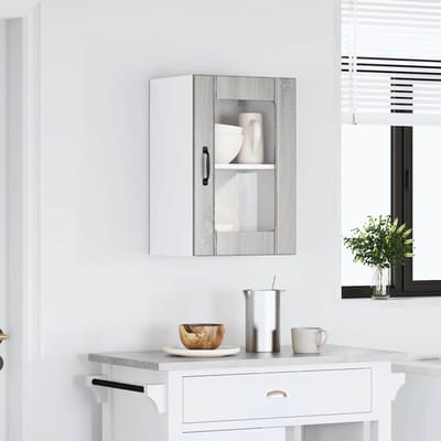vidaXL - Keukenbovenkast - met - glazen - deur - Lucca - grijs - sonoma - eikenkleur