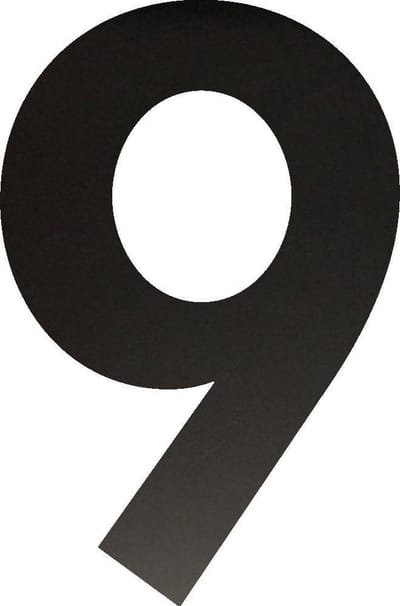 Huisnummer 15 cm - Nummer 9 - Mat Zwart RVS