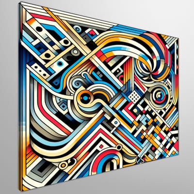 Line art escher schilderij | Symmetrische Illusie: Een Hommage aan de Line Escher Kunst | Kunst - 20x20 centimeter op Canvas | Foto op Canvas