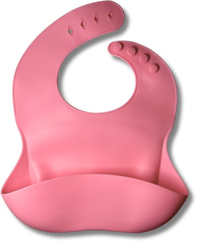 JGR Baby Slabbetje - Voedselveilig Silicone - Handig Opvangbakje - Verstelbare Sluiting - BPA-vrij - Eenvoudig Schoon Te Maken - Licht Roze