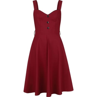 Voodoo Vixen - Rockabilly Midi-jurk - Heart Nuckle Flare Dress - XS tot 4XL - voor Vrouwen - rood