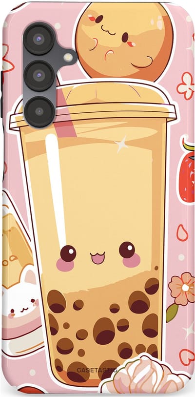 Casetastic Hoesje Geschikt voor Samsung A16 - Stijlvolle Beschermende Duo-layer Case - Kawaii Thee Design - Bubble Tea