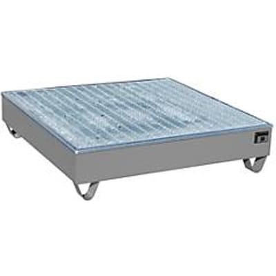 BAUER AW-4/A/PE opvangbak met rooster, 211 l, B 1215 x D 1215 x H 290 mm, grijs