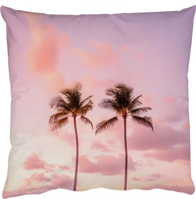Sierkussens - Kussentjes Woonkamer - 50x50 cm - Palmbomen - Paars - Wolken - Lucht