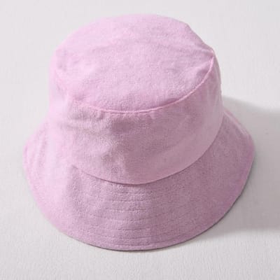 Eenvoudige Badstof Emmerhoed Lente Herfst Buiten Panama Zon Vissershoed Unisex Snoep Effen Kleur Mode Pet roze