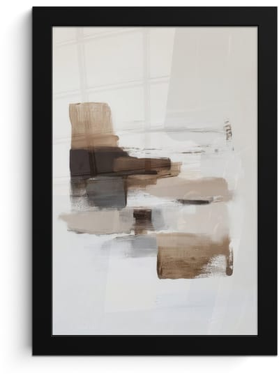 Poster in lijst - Fotolijst 20x30 cm - Posters - Penseelstreken - Balans - Beige - Bruin - Posterlijst zwart - Decoratie - Wanddecoratie woonkamer - Muurdecoratie slaapkamer