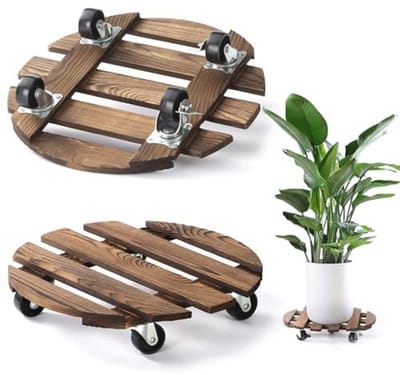 Ronde Plantenroller met Wieltjes - 30 cm voor Binnen en Buiten - 2 Stuks - 100 kg Draagkracht