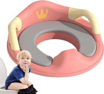 Kinder Toiletbril - Toiletverkleiner Zindelijkheidstrainer - Zindelijkheidstraining - Ergonomisch met Rugleuning - 36.6 x 34.5 cm - Roze